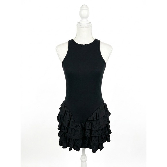Steve Madden Dresses & Skirts - Steve Madden Clea Dress Black Ribbed Ruffle Tiered Mini Dress MP208903 Mens S